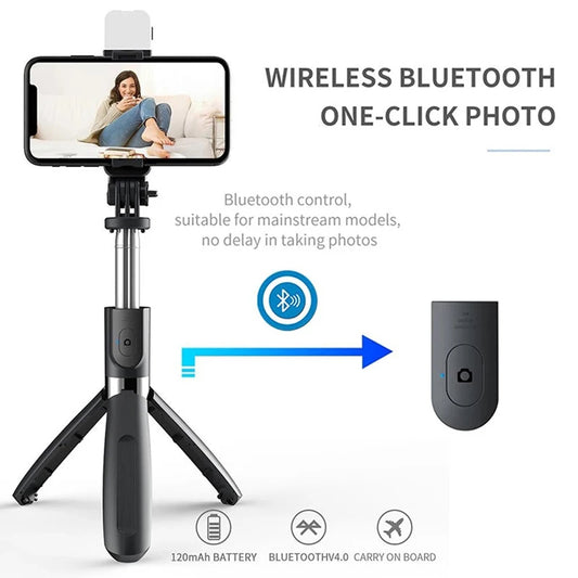 Selfie Stick Bluetooth Techsuit L02s, Universal, Schwarz