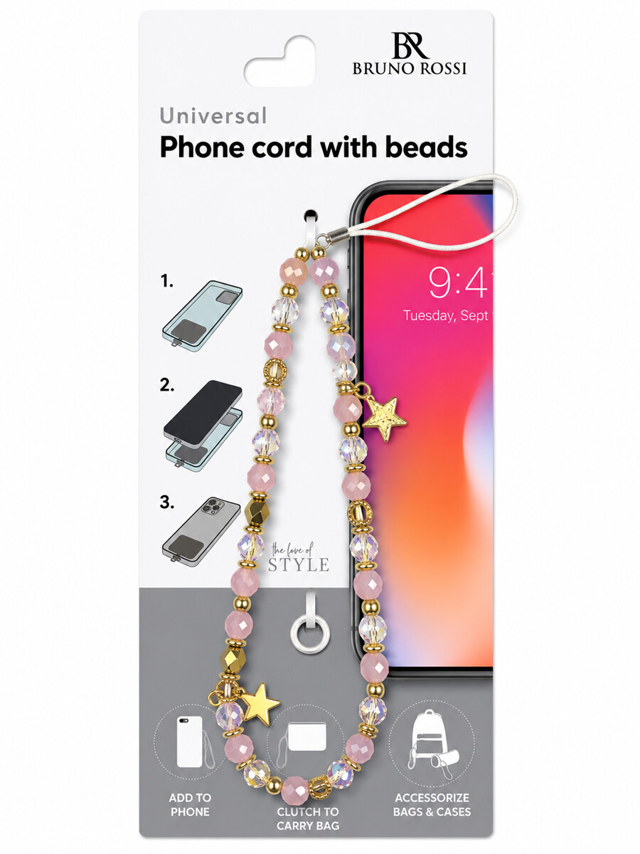 Telefonband mit Perlen Bruno Rossi BT-21, Mehrfarbig