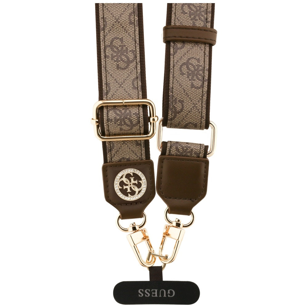 Guess 4G Strass Metal Logo Phone Lanyard, Brown