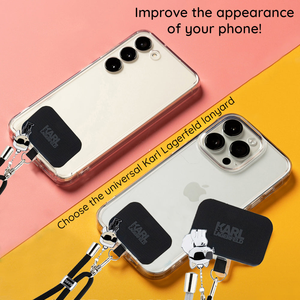 Karl Lagerfeld Ikonik Karl Phone Lanyard, Universal, Black