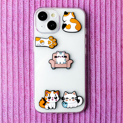 3D OEM Katzensticker für Handy-/Tablet-Hülle, 5er-Set, Mehrfarbig
