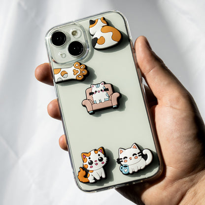 3D OEM Katzensticker für Handy-/Tablet-Hülle, 5er-Set, Mehrfarbig