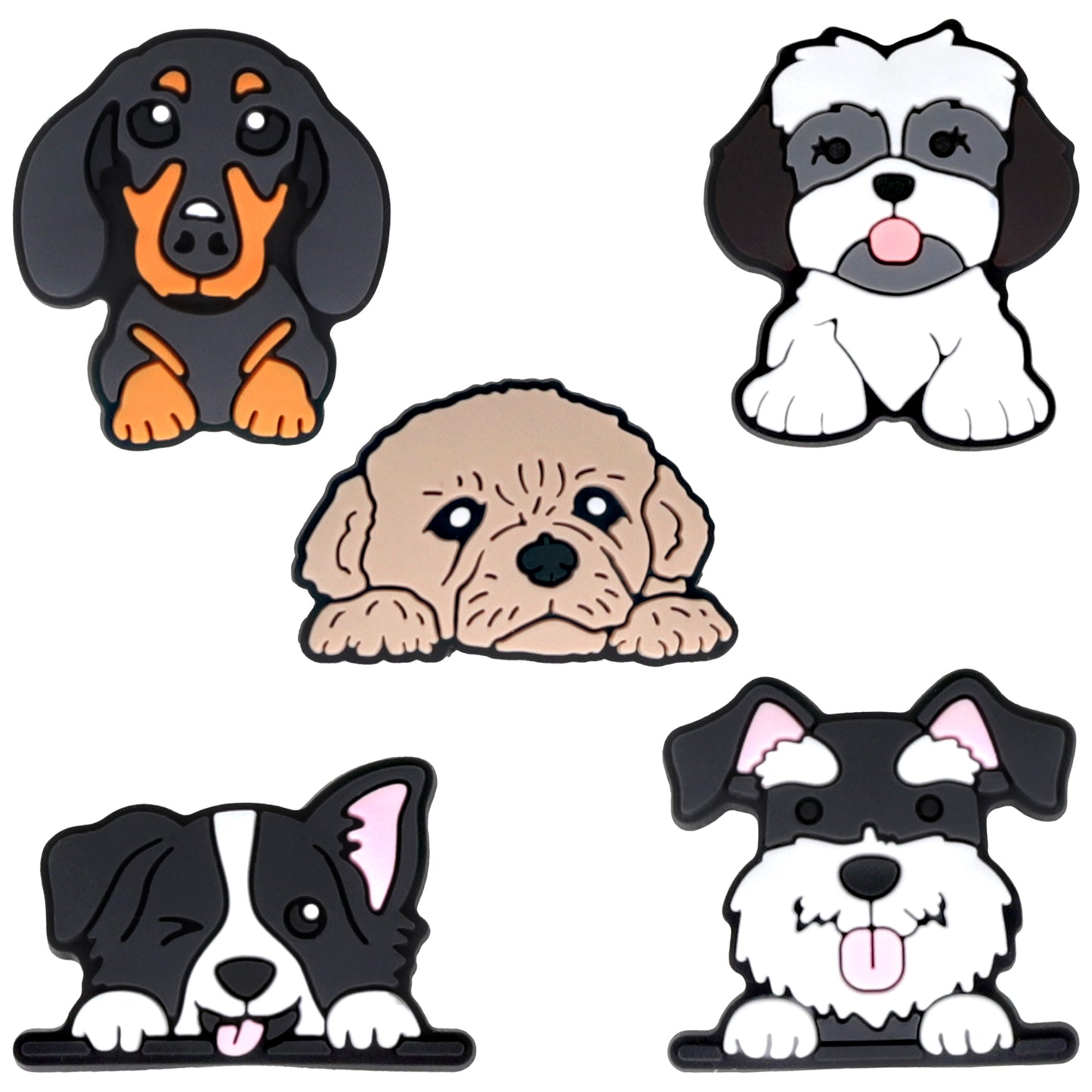 3D OEM Hund Aufkleber für Handyhülle / Tablet, 5 Stück Set, Mehrfarbig