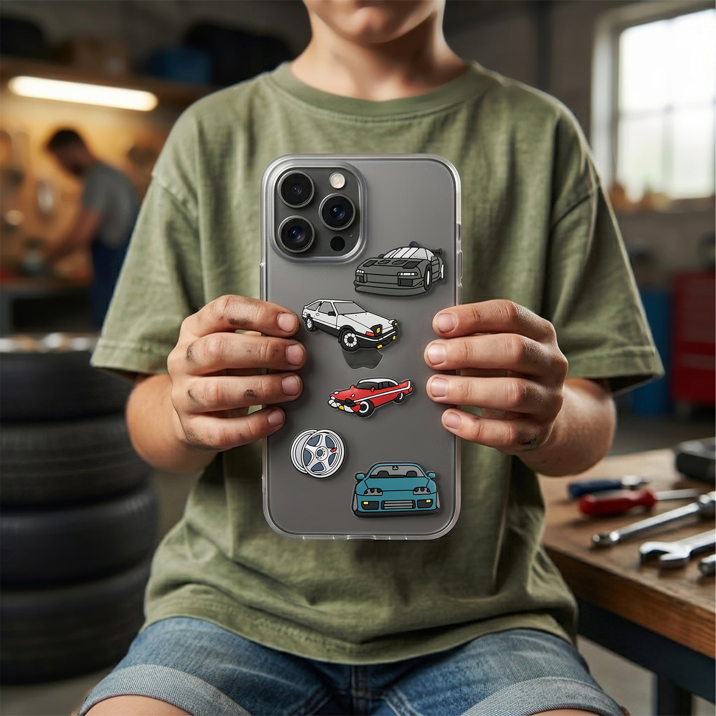 3D OEM Fast Cars Aufkleber für Telefon-/Tablet-Hülle, 5-teiliges Set, Mehrfarbig