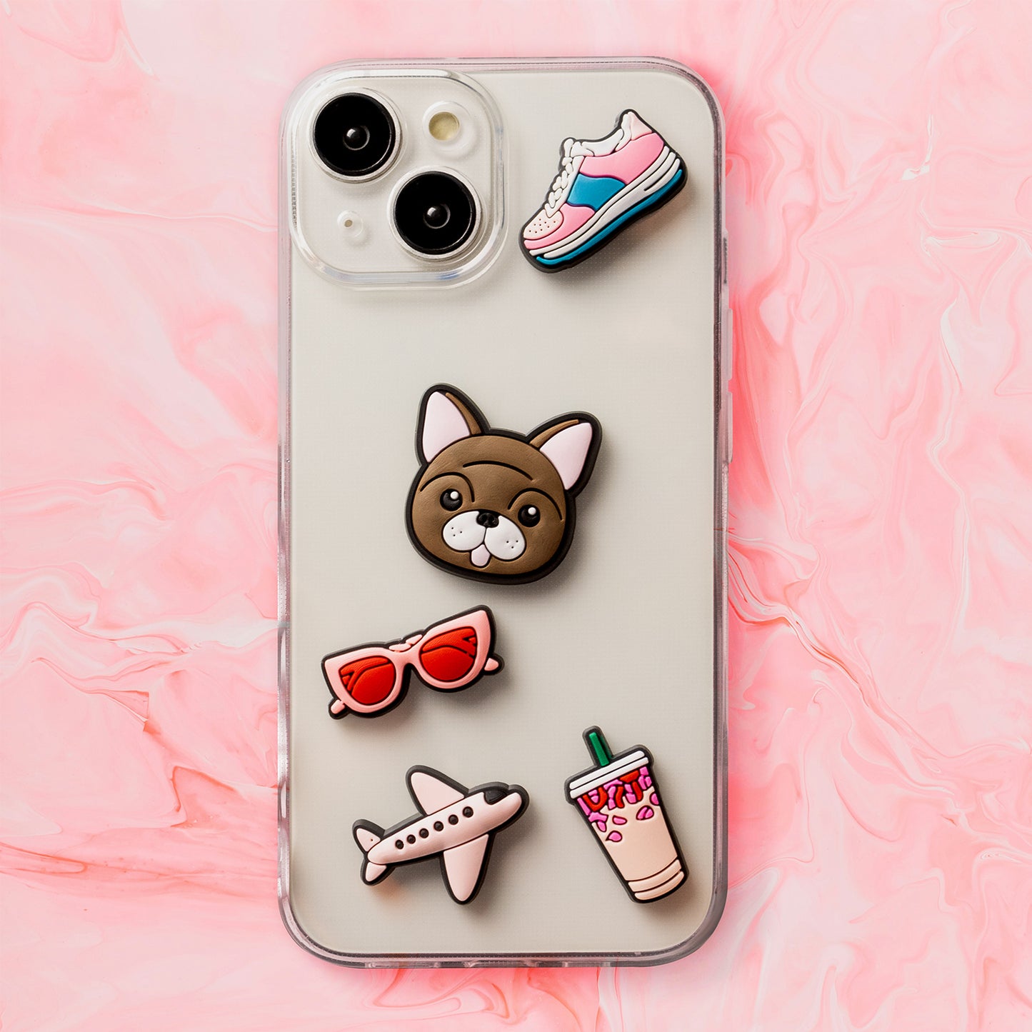 3D OEM Lifestyle Aufkleber für Telefon-/Tablet-Hülle, 5-teiliges Set, Rosa