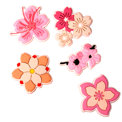 3D OEM Pink Blossom Aufkleber für Telefon-/Tablet-Hülle, 5 Stück Set, Mehrfarbig
