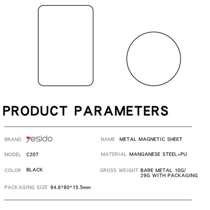 Metallsticker Yesido C207 2in1, Schwarz