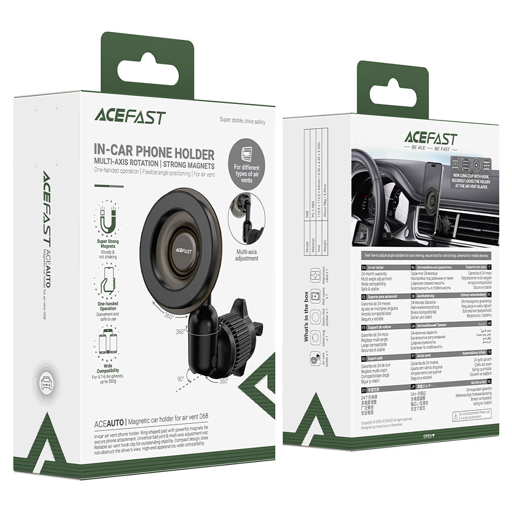 Magnetische Auto-Halterung Acefast D68, 4,7 Zoll - 6,9 Zoll, Schwarz
