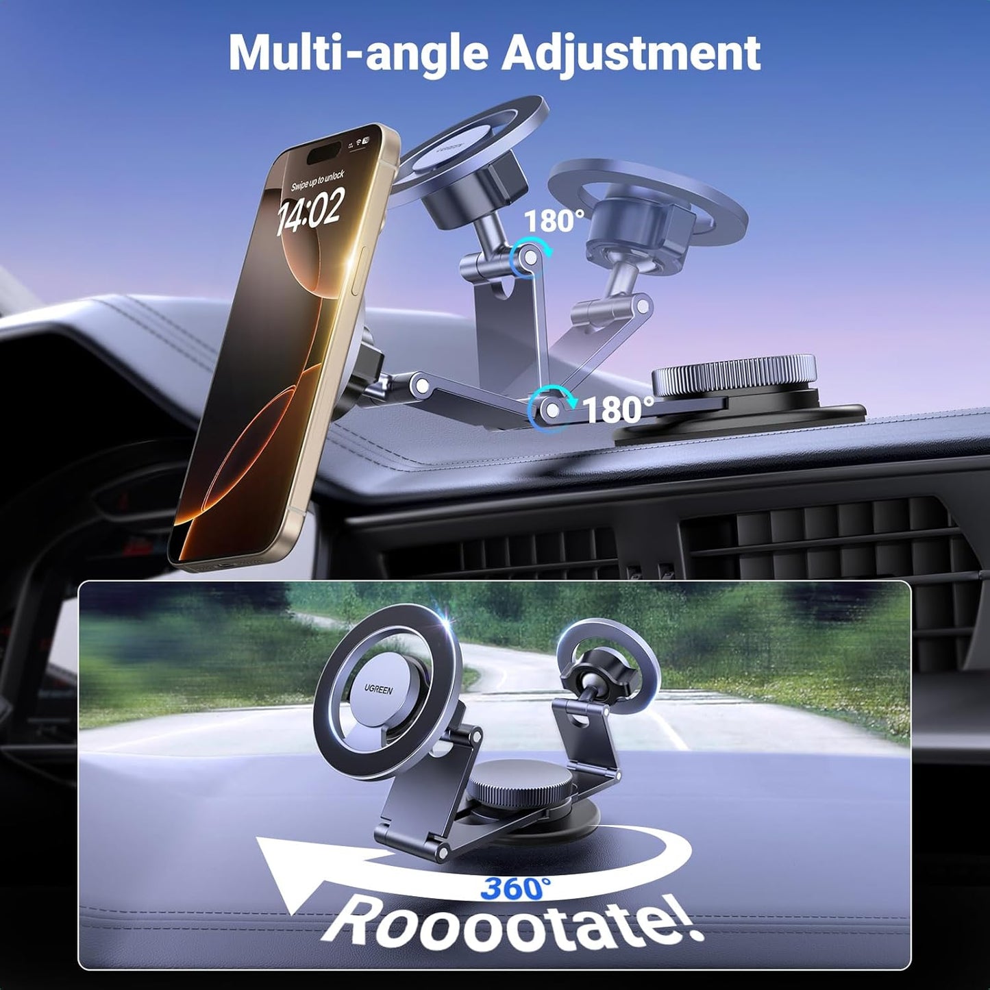 Magnetische Autohalterung UGREEN LP865, Universal, Schwarz
