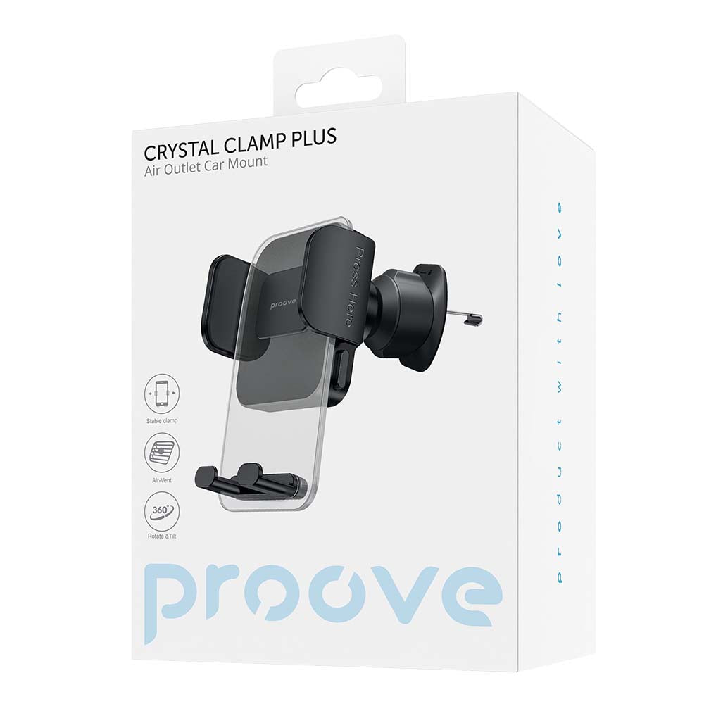Proove Crystal Clamp Plus Vent Autohalterung, 4,7 Zoll - 6,9 Zoll, Schwarz CHCCP0000001