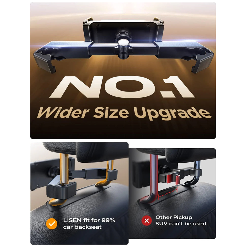 Auto-Kopfstützenhalter Lisen für Telefon / Tablet, 4,7 Zoll - 12,9 Zoll, Schwarz YL0221030002