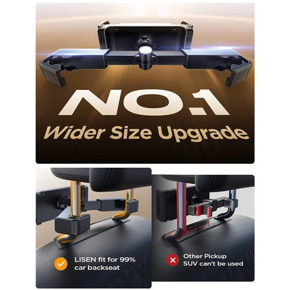 Auto-Kopfstützenhalter Lisen für Telefon / Tablet, 4,7 Zoll - 12,9 Zoll, Schwarz YL0221030002