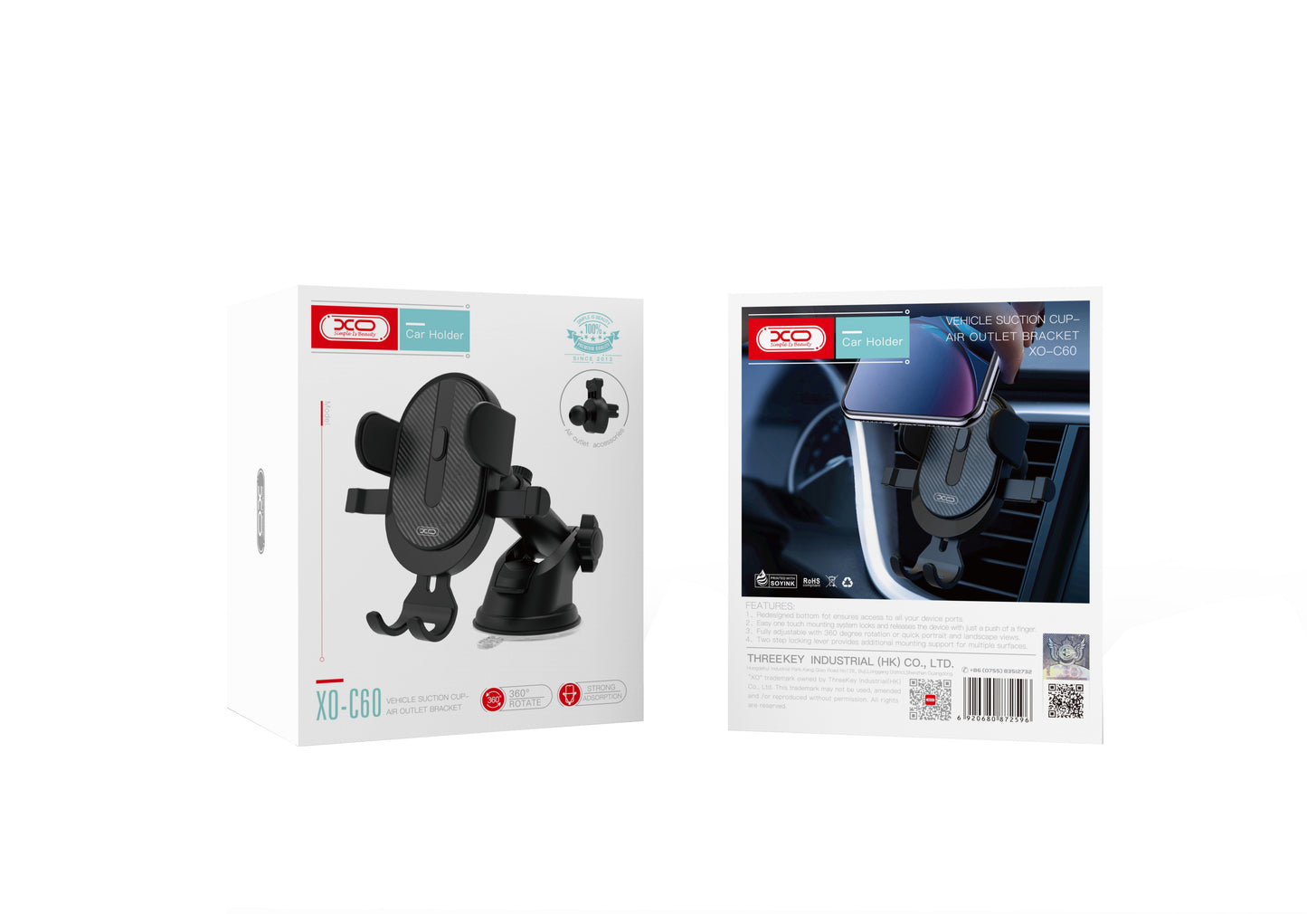 Autohalterung XO Design C60 2in1, 4 Zoll - 6 Zoll, Schwarz