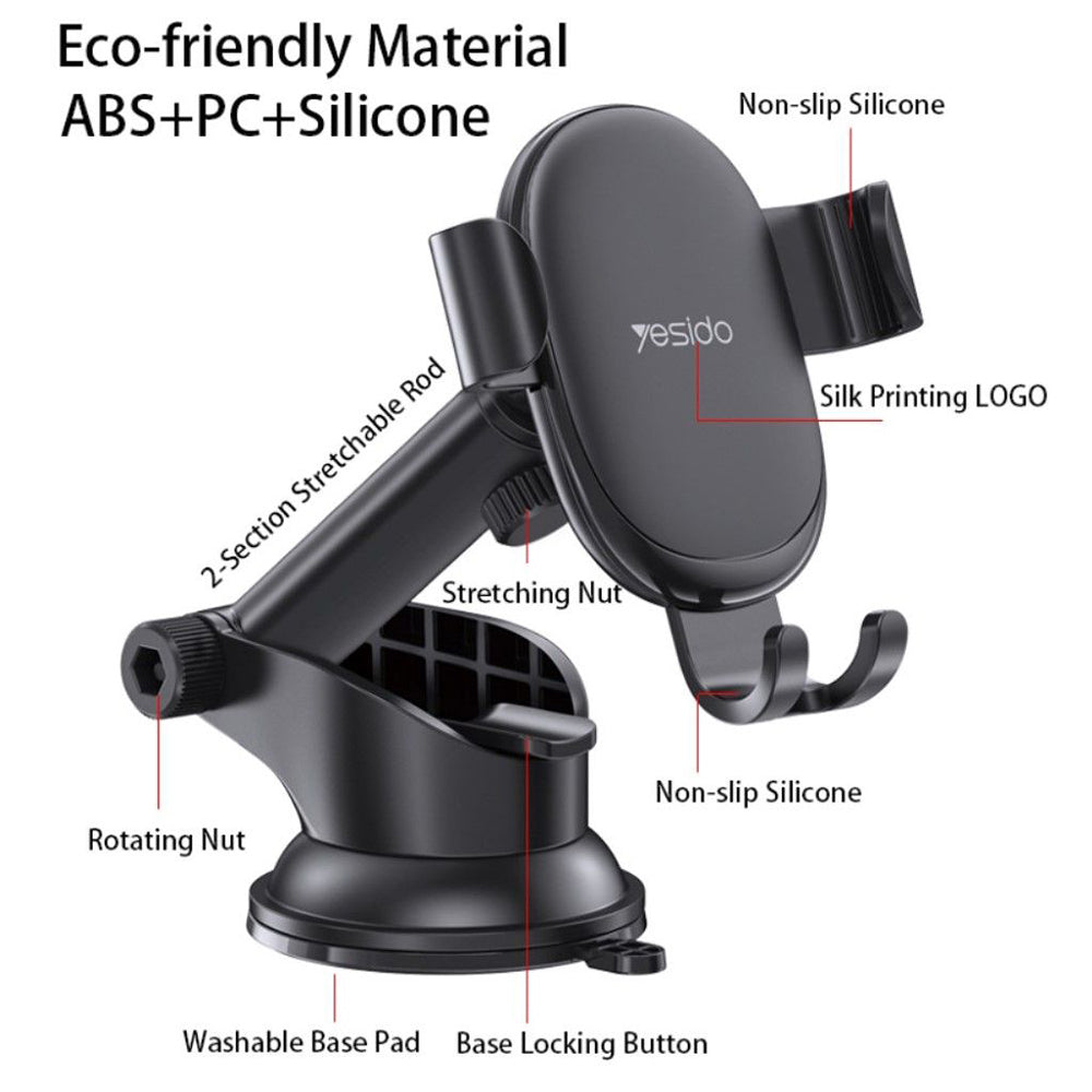 Yesido C120 Car Holder, 4inch - 6.5inch, Black