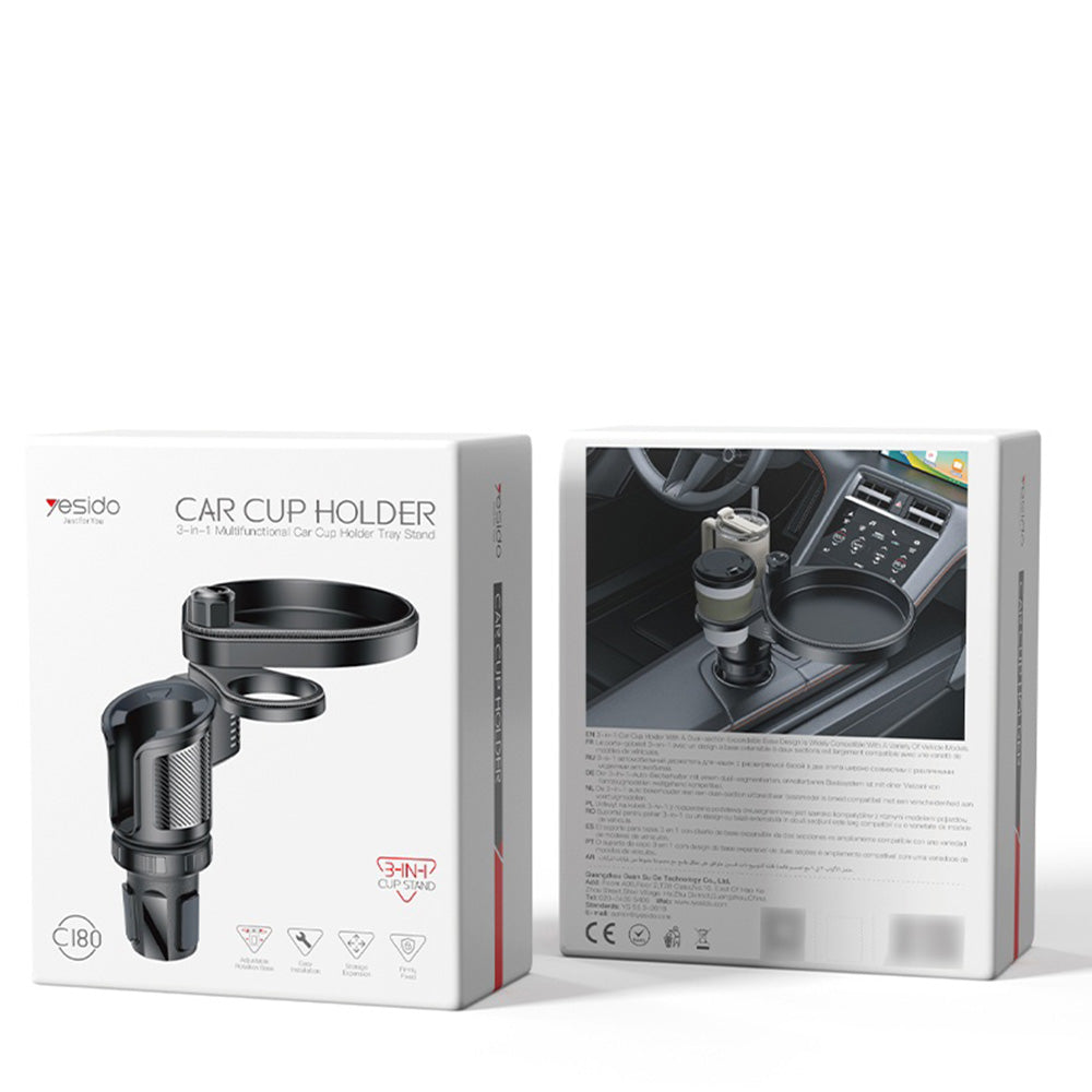 Yesido C180 3in1 Becherhalter, Schwarz