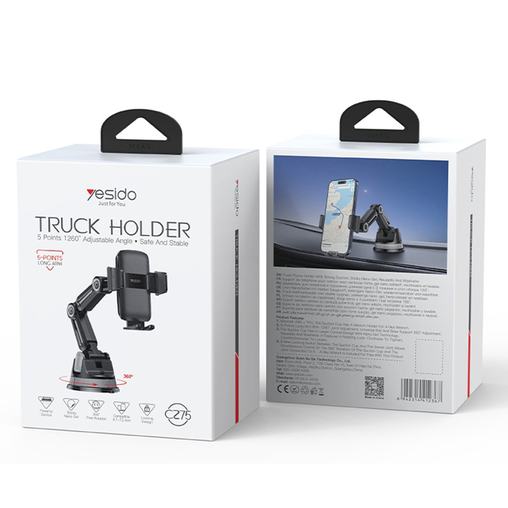 Autohalterung Yesido C275, 4,7 Zoll - 7,2 Zoll, Schwarz