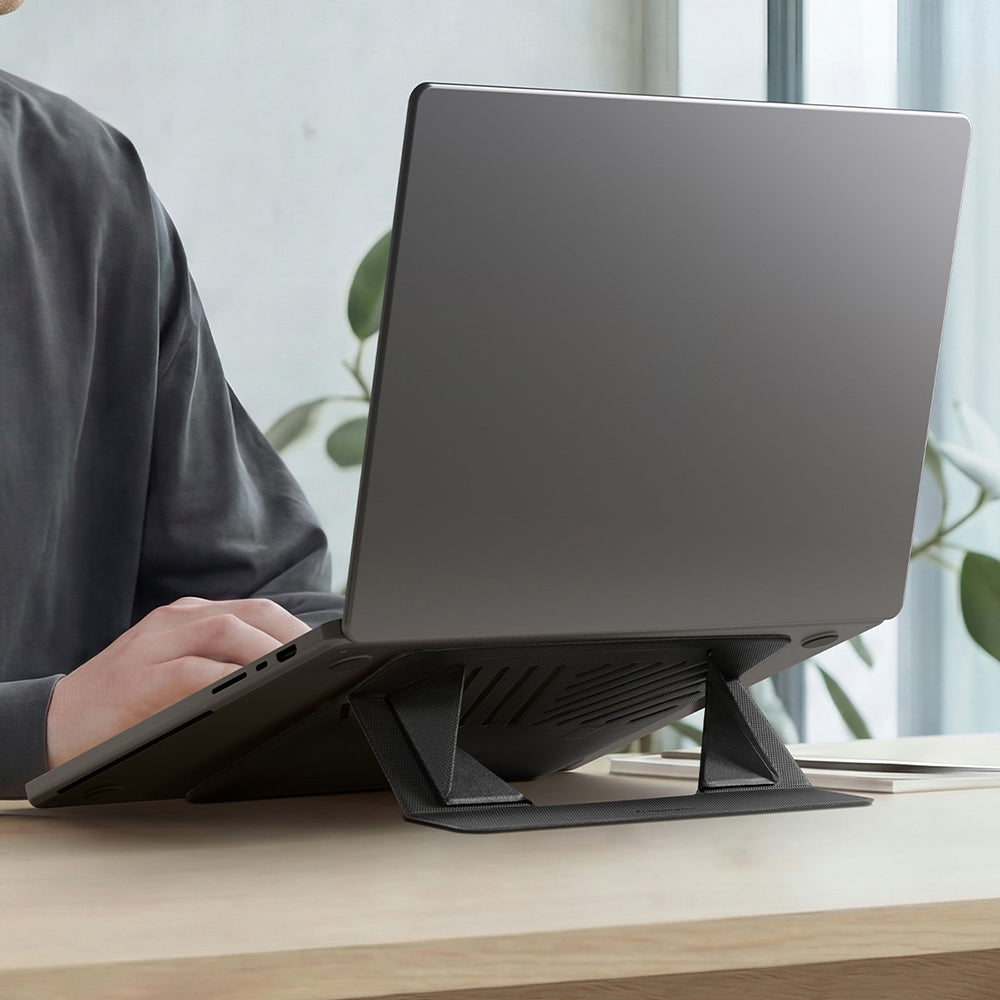 Spigen Slim Fold LD201-S6 Ständer für Laptop max. 14 Zoll, Schwarz AMP11115