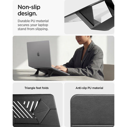 Spigen Slim Fold LD201-S6 Ständer für Laptop max. 14 Zoll, Schwarz AMP11115