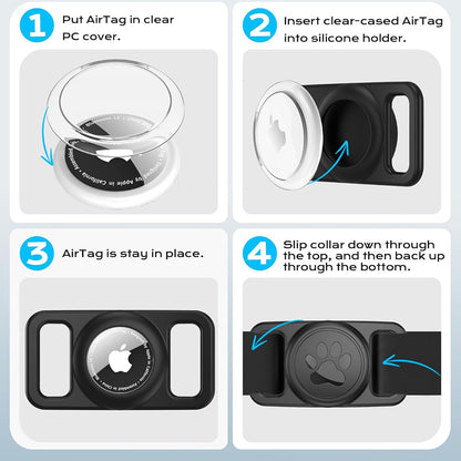 Techsuit BuddyGuard DG1 Halterung für Apple AirTag am Haustierhalsband, Schwarz