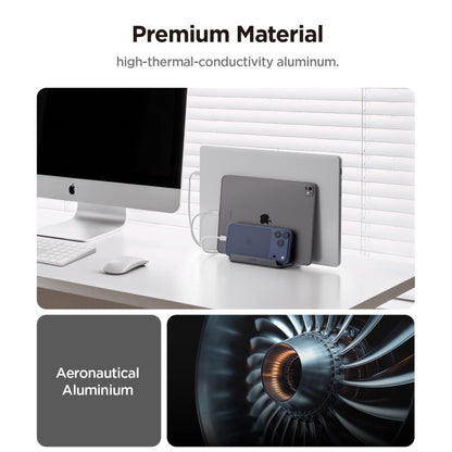 Vertikaler Ständer Spigen LD208S4 Two für Laptops mit einer Dicke von 14mm - 27mm, Grau