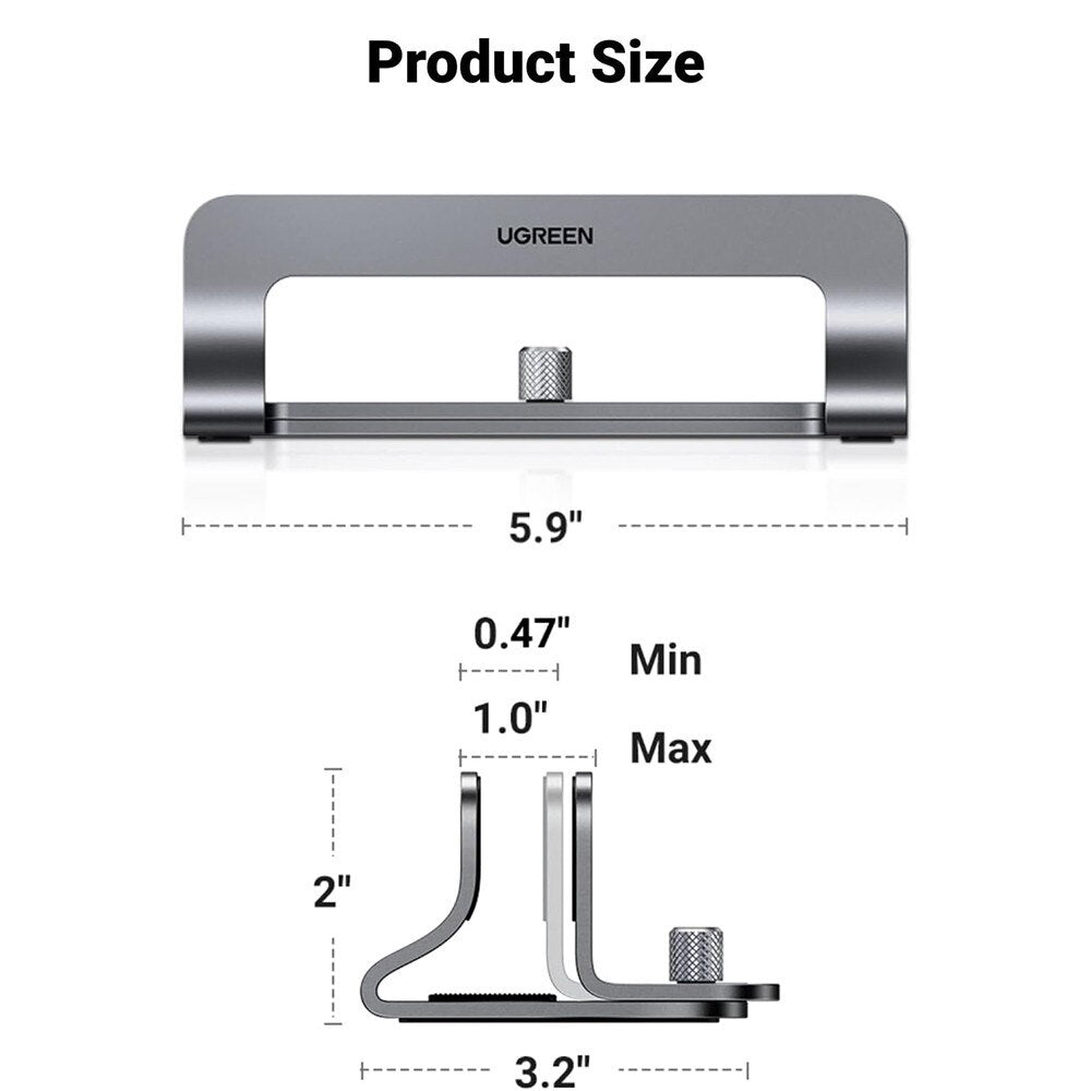 UGREEN LP258 Vertikaler Ständer (29277) für Laptops mit einer Dicke von 12 mm - 26 mm, Silber