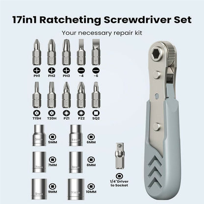Axth Ratschen-Schraubendreher, 17in1, Grau