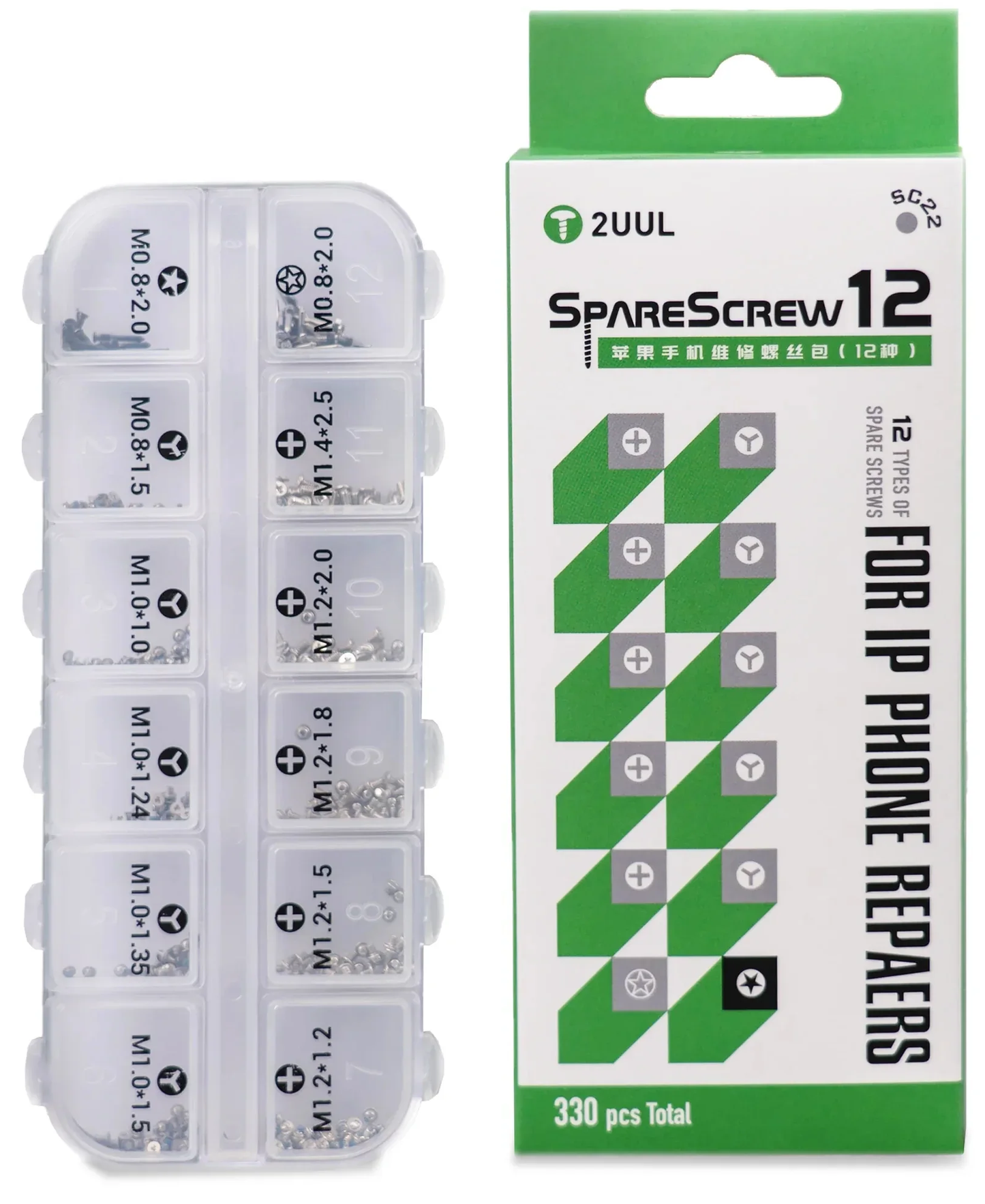 2UUL SC22 Screws for Apple iPhone Series, 330in1