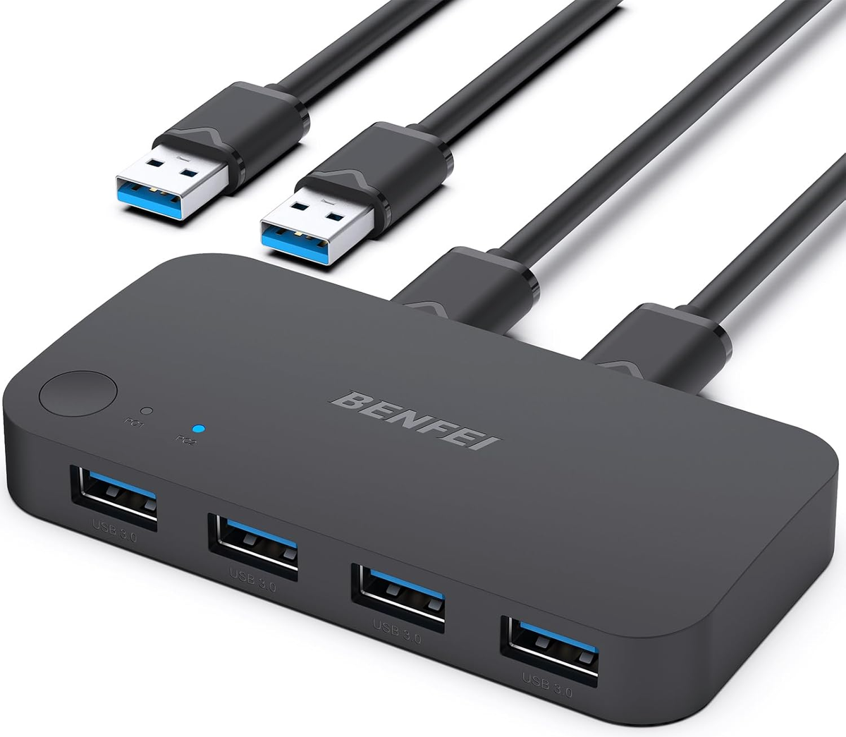 USB-Switch Benfei, 4 x USB-A 3.0, Schwarz