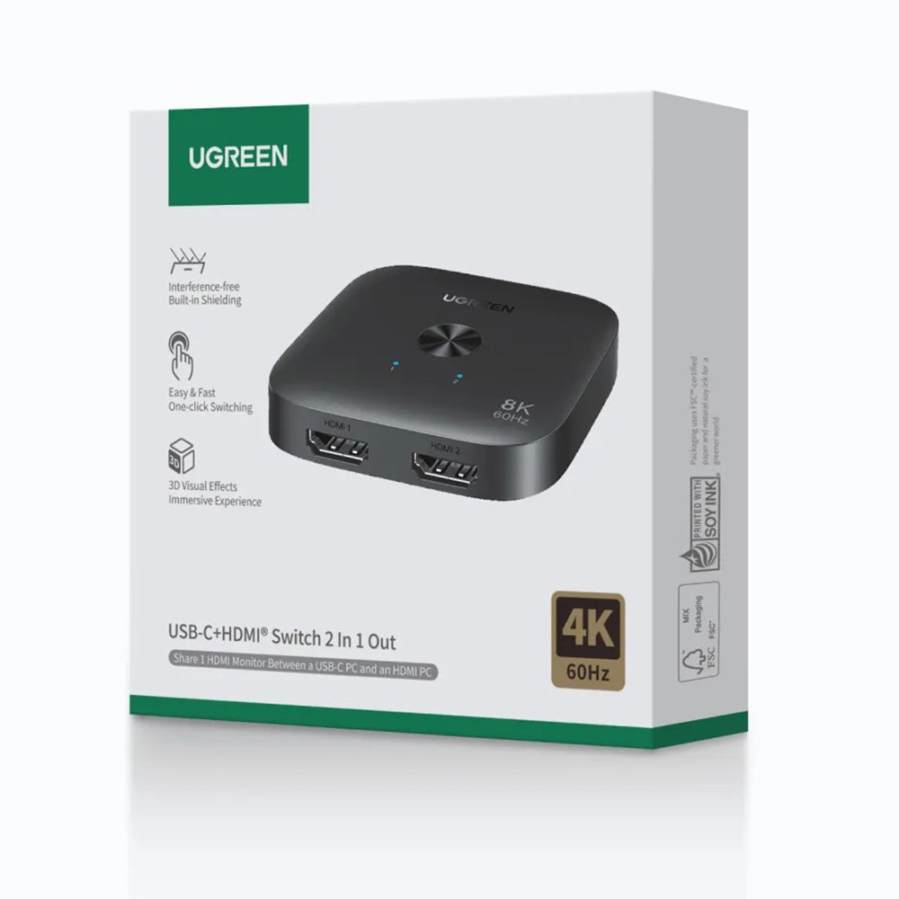 UGREEN 65877 HDMI Video Switch, Black