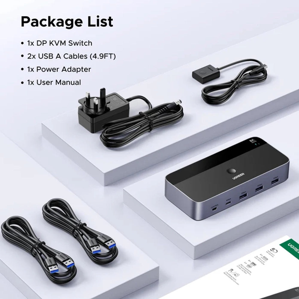 Switch Video DisplayPort UGREEN CM695 (25962), Schwarz