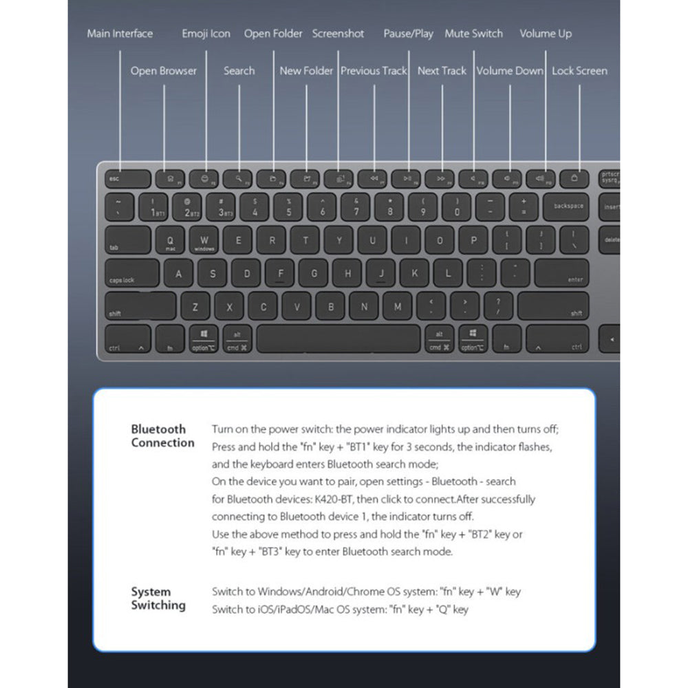 Bluetooth-Tastatur DUX DUCIS LK, Schwarz