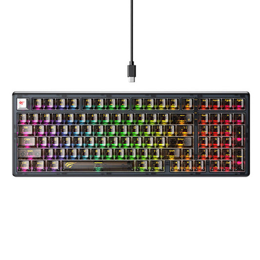 HAVIT KB875L Wired Gaming Keyboard, RGB, 1.8m, Black Transparent
