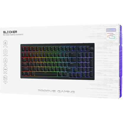 Gaming-Tastatur Wireless Proove Slicker, RGB, BT / Wi-Fi / Kabelgebunden, 1,8m, Schwarz WKSLEN00022401