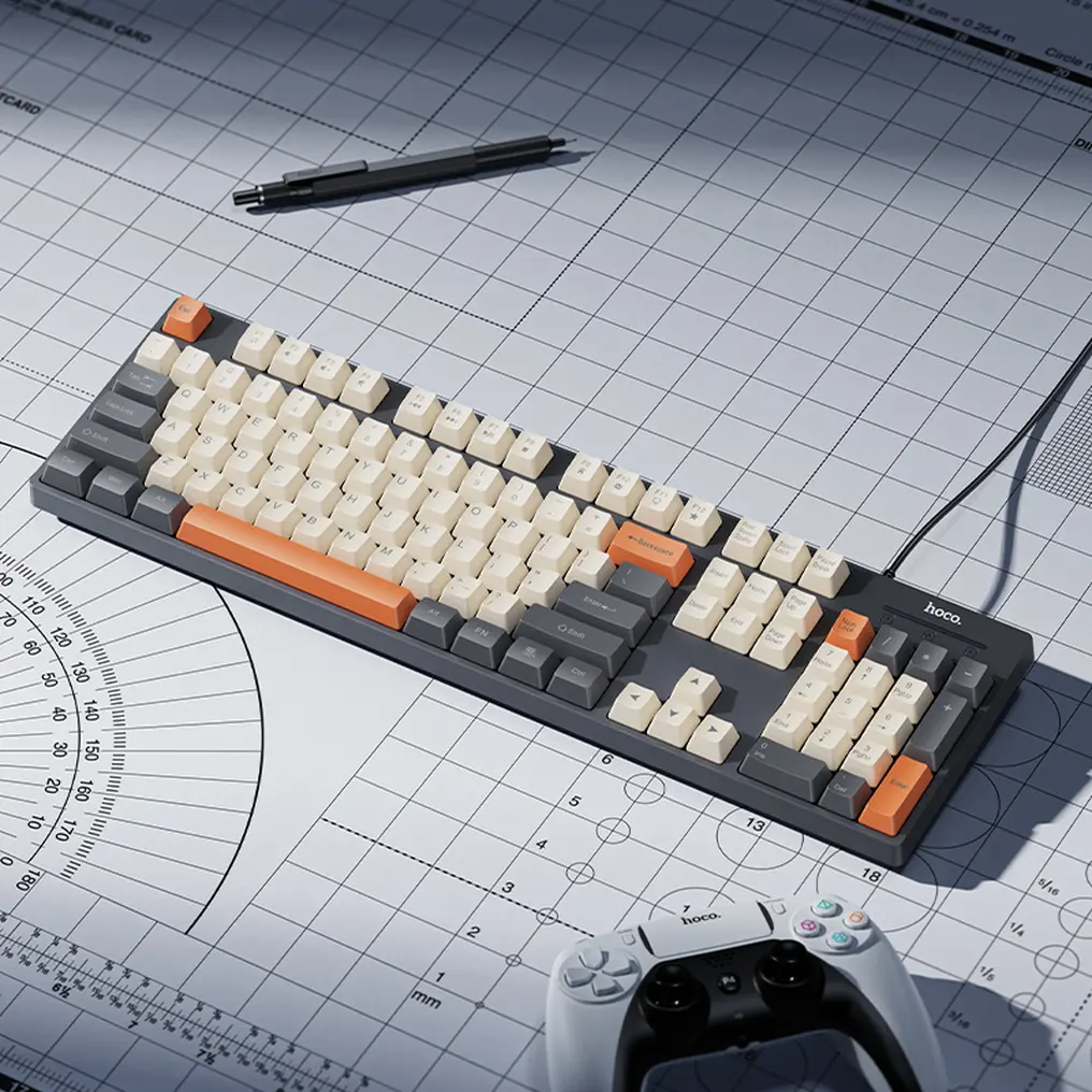 Wired USB Keyboard HOCO GM61 Tri-Color, 1.45m, Gray