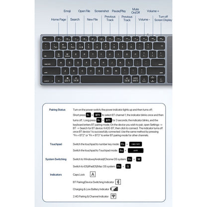 Drahtlose Tastatur DUX DUCIS LK, BT / Wi-Fi, Weiß