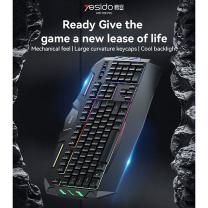 Yesido KB21 Wireless Keyboard, RGB, 1.5m, Black