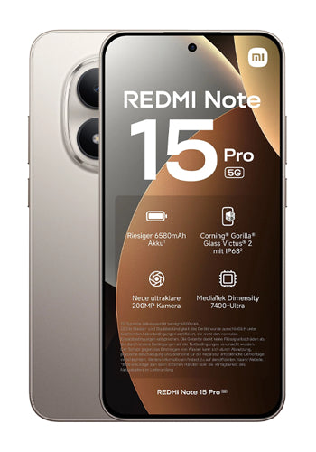 Mobiltelefon Xiaomi Redmi Note 15 Pro 5G, 256GB, 8GB, Titanium MZB0LZLEU