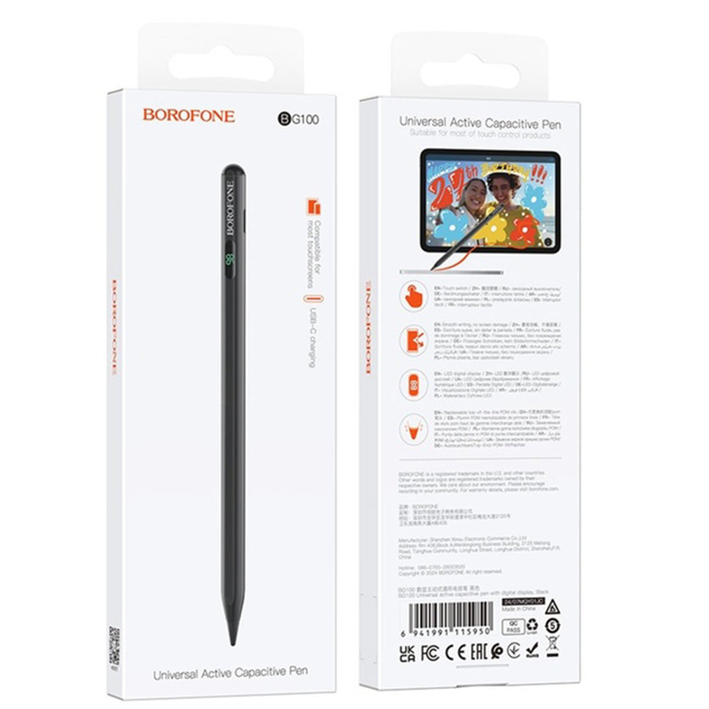 Touch Pen Borofone BG100 für Apple iPad Series, Aktive Version, Schwarz