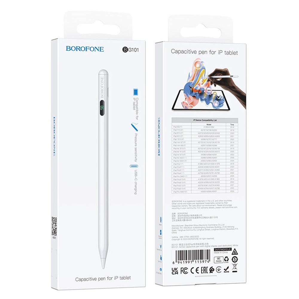 Touch Pen Borofone BG101 für Apple iPad Serie, Aktive Version, Weiß