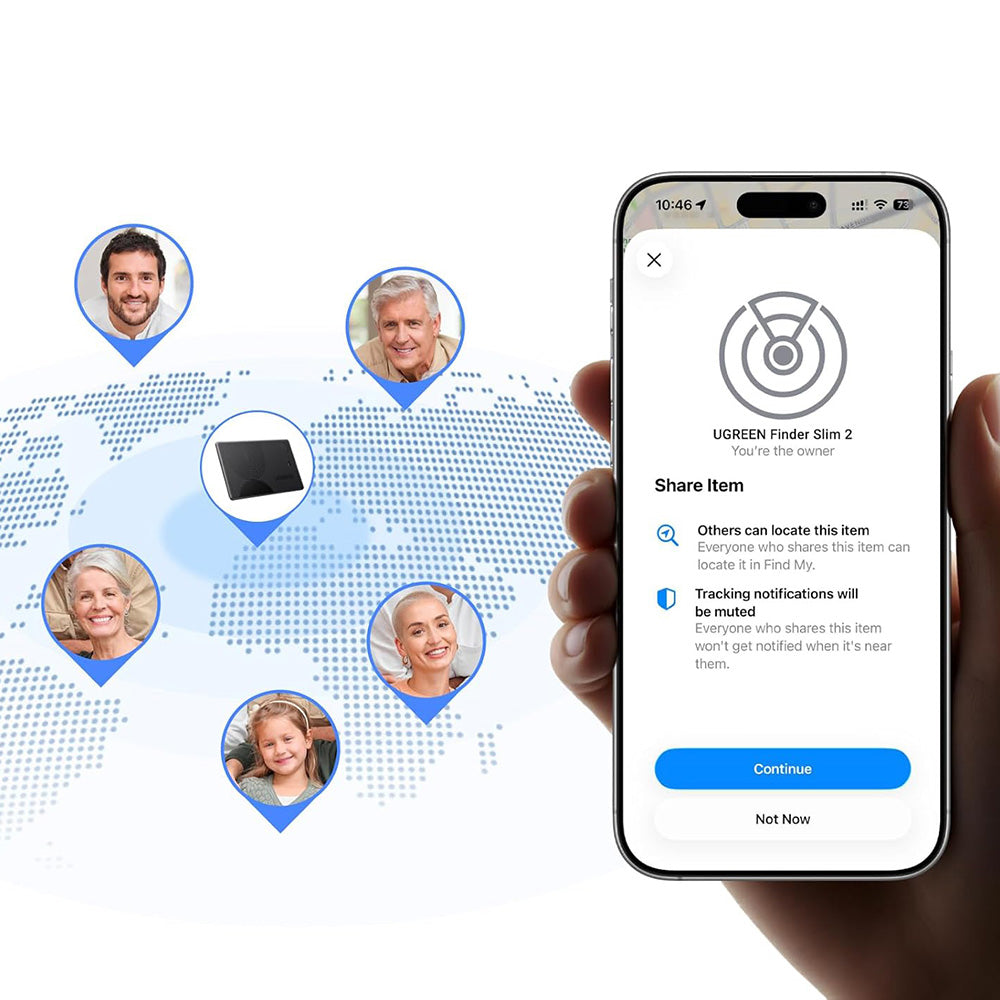 UGREEN SmartTag Smart Finder Slim 2 CM920 (75120A) für iOS-Serie, 2 Stück Set, Schwarz
