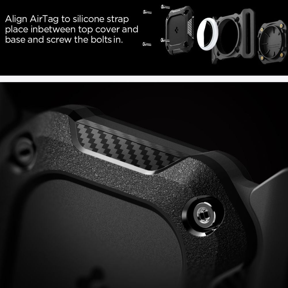 Spigen Tough Armor Halterung für Apple AirTag am Haustierhalsband, Schwarz